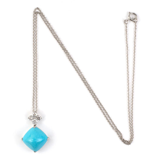 Sugarloaf Turquoise & Diamond Pendant Necklace