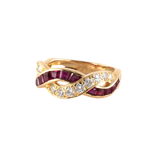 Estate Oscar Heyman Gold Calibre Ruby Diamond Wedding Ring