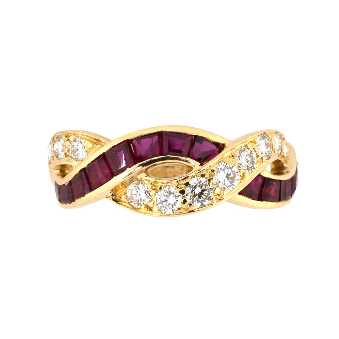 Oscar Heyman Calibré Ruby & Diamond Wedding Ring