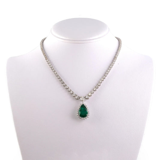 Diamond Rivière Necklace with Detachable Colombian Emerald Pendant