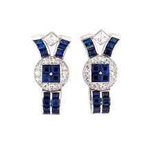 Estate Art Deco Cartier Sapphire & Diamond Spray Bow Earrings