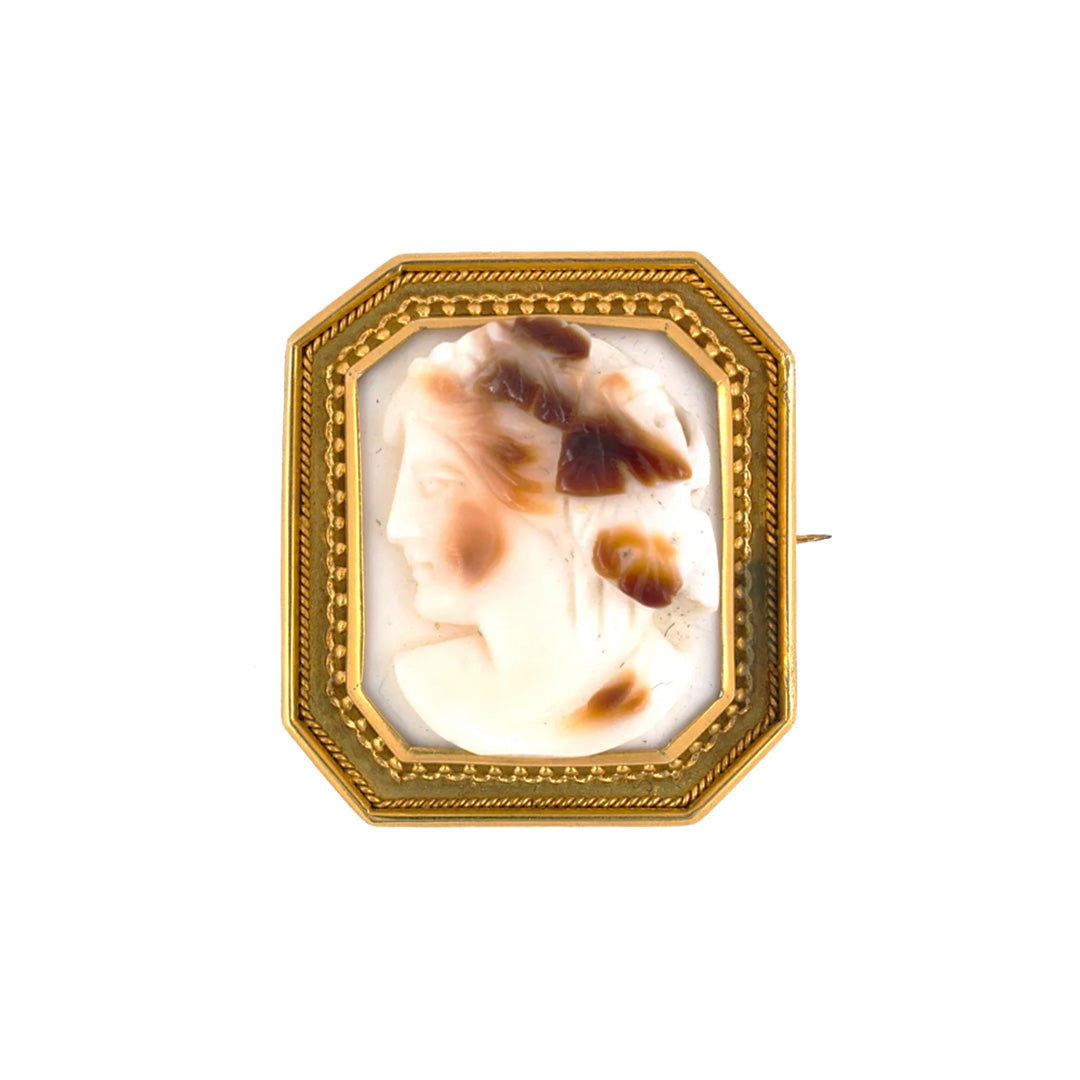 Estate Victorian Stone Cameo Framed Pin