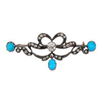 Estate Victorian Diamond & Turquoise Dangle Pin