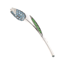 Estate Le Vian Blue Topaz, Tsavorite & Diamond Tulip Pin