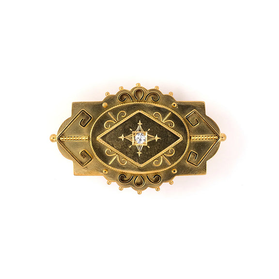 Estate Victorian Etruscan Revival Carved Picture Locket Pin