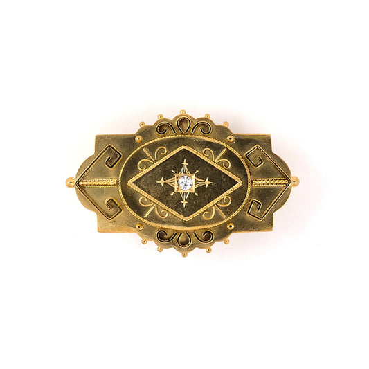 Estate Victorian Etruscan Revival Carved Picture Locket Pin