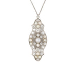 Estate Natural Pearl & Diamond Filigree Pendant Necklace
