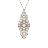 Estate Natural Pearl & Diamond Filigree Pendant Necklace