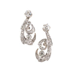Estate Edwardian Diamond Swirl Drop Earrings
