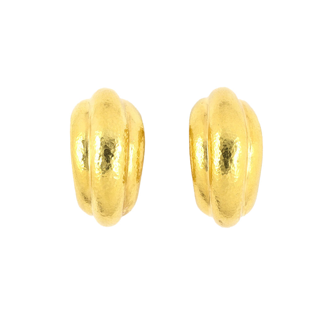 Estate Lalaounis Neolithic Hammered Gold Earrings