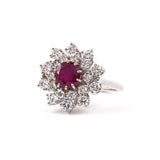 Estate F & F Felger Burma Ruby & Diamond Tiered Cluster Ring