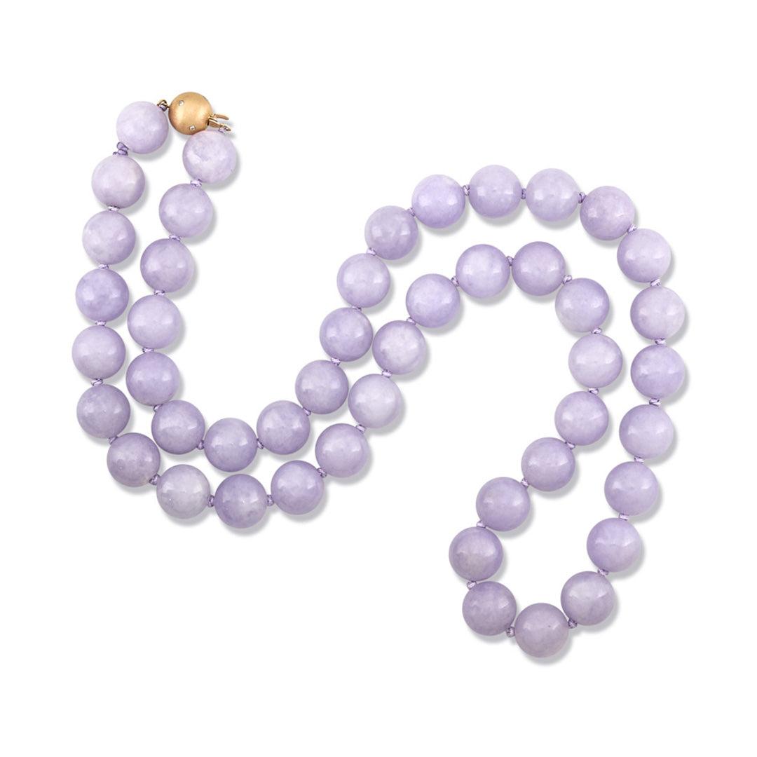 12mm Lavender Jade Bead Necklace