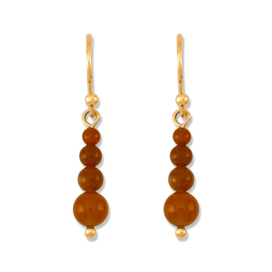 Graduated Red Jade Beaded Earrings