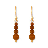 Small Graduated Red Jade Beaded Earrings