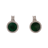 Estate Art Deco Green Onyx & Diamond Earrings