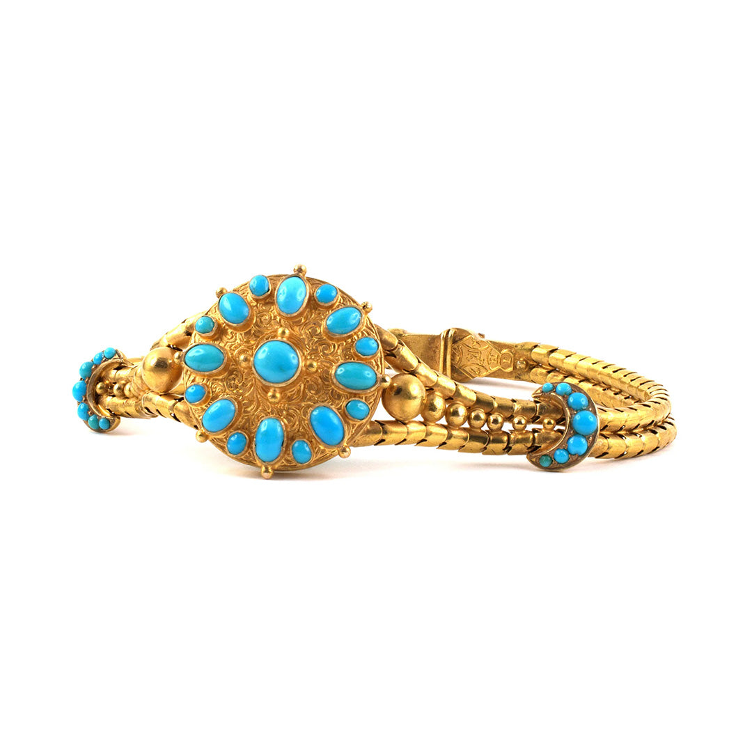 Estate Victorian Turquoise Snake Locket Bracelet