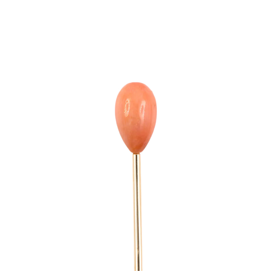 Estate Victorian Coral Teardrop Stick Pin