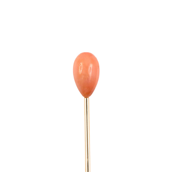 Estate Victorian Coral Teardrop Stick Pin