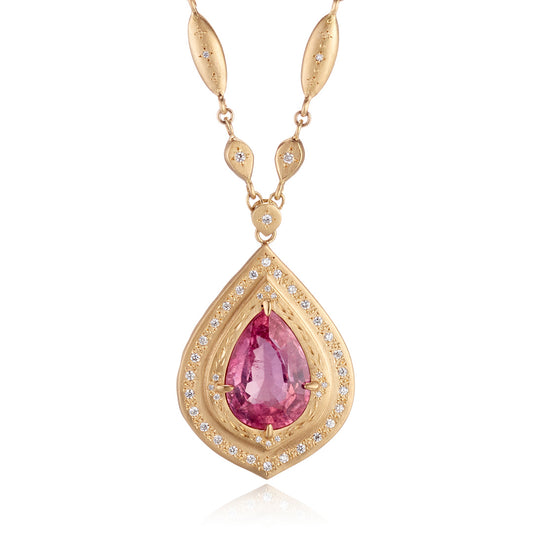 Adel Chefridi Pink Tourmaline Pendant Necklace