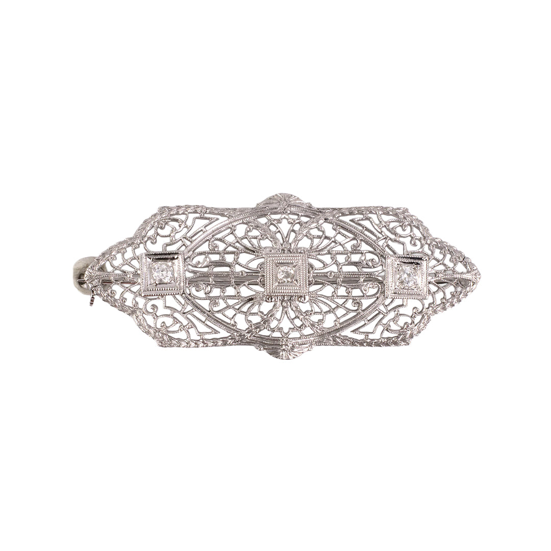 Estate Art Deco Diamond Floral Pin