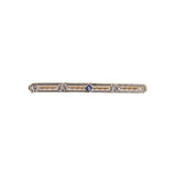Estate Edwardian Krementz Sapphire Floral Bar Pin