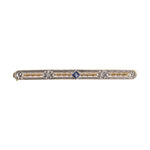 Estate Edwardian Krementz Sapphire Floral Bar Pin