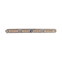 Estate Edwardian Krementz Sapphire Floral Bar Pin