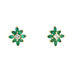 Estate Emerald & Diamond Spray Cluster Earrings