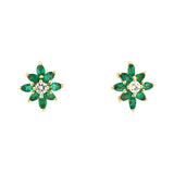 Estate Emerald & Diamond Spray Cluster Earrings