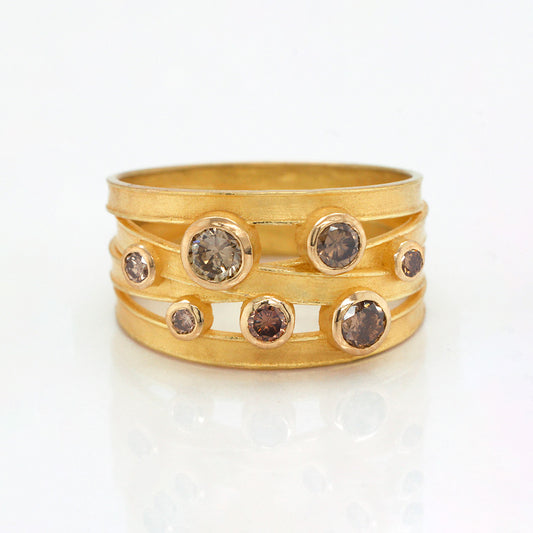 Barbara Heinrich Brown Diamond Four Ribbon Ring