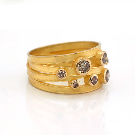 Brown Diamond Four Ribbon Ring