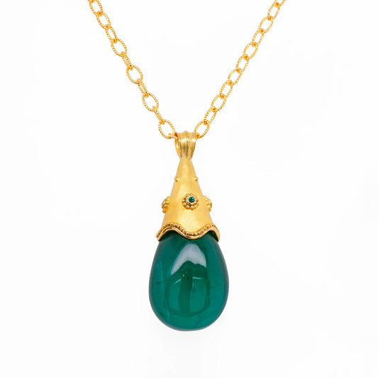 Barbara Heinrich Emerald Teardrop Pendant Necklace