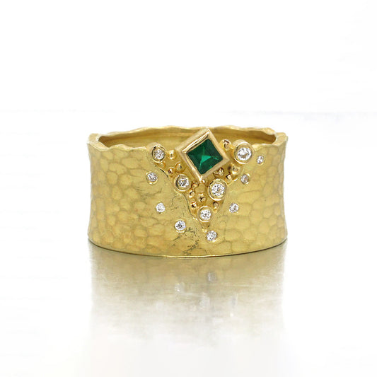 Barbara Heinrich Emerald & Diamond Ice Edge Crevasse Ring