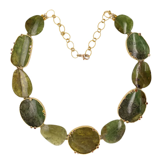Barbara Heinrich Green Garnet & Brown Diamond Necklace