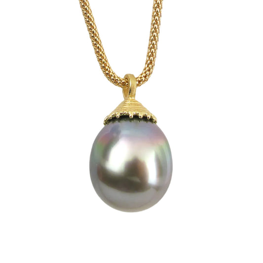Barbara Heinrich Tahitian Pearl Drop Pendant Necklace