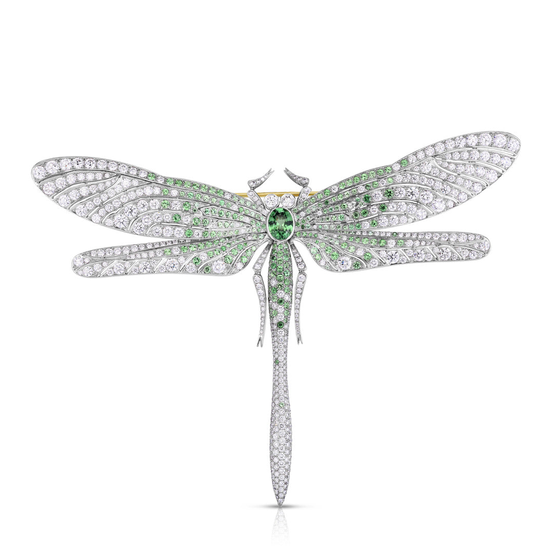 Cicada Tsavorite & Diamond Dragonfly Brooch