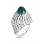 Cicada Emerald & Diamond Sugarloaf Ring