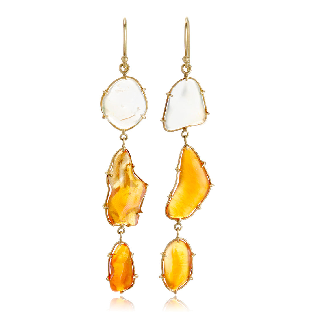 Kothari Mexican Fire Opal Triple Drop Earrings