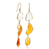 Mexican Fire Opal Triple Drop Earrings