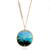 Boulder Opal & Silver Diamond Pendant Necklace
