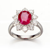 Burma Ruby & Diamond Cluster Ring