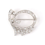 Estate Art Deco Diamond Wreath Ribbon Pin