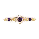 Estate Victorian Amethyst, Diamond & Pearl Scroll Floral Bar Pin