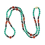 Estate Art Deco Green/Black Onyx & Carnelian Bead Necklace
