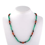 Art Deco Green/Black Onyx & Carnelian Bead Necklace