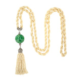 Jadeite Dragon Ball & Pearl Tassel Pendant Necklace