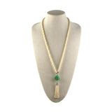 Jadeite Dragon Ball & Pearl Tassel Pendant Necklace