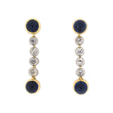 Estate Edwardian French Sapphire & Diamond Drop Dangle Earrings