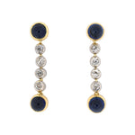 Estate Edwardian French Sapphire & Diamond Drop Dangle Earrings
