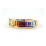 Estate Diamond & Multi-Gemstone Rainbow Hinged Bangle Bracelet